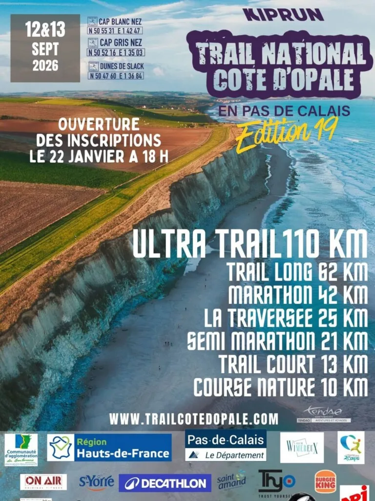 Trail Côte d’Opale — Wimereux (62), 12 septembre 2026 · Trail
